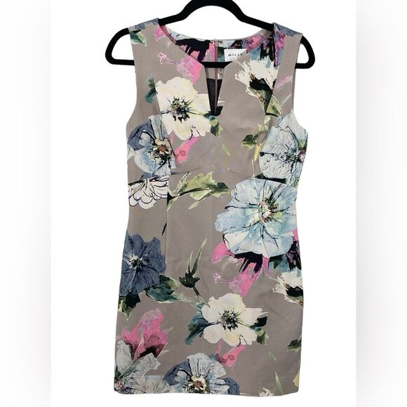 Milly Floral Sleeveless Sheath Dress Size 6 Multicolor Beige Pink‎ Blue Cream - Picture 1 of 7